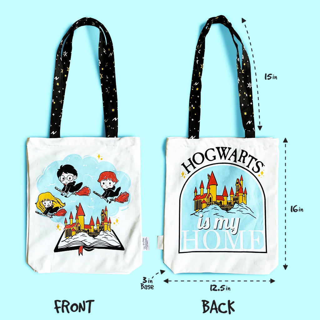 Illustrated Front/Back Canvas Zippered Tote Bag - Hufflepuff – scribblesinc. in