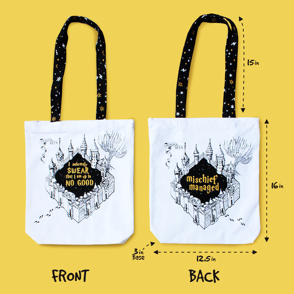 Illustrated Front/Back Canvas Zippered Tote Bag - Hufflepuff – scribblesinc. in